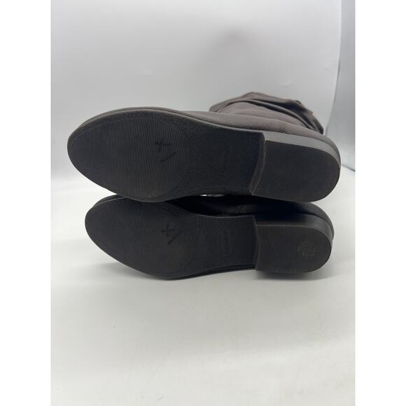 Comfort View Brown Leather Pebbled Low Heel Wide Zip Boots Boho Festival 8WW - Picture 7 of 9